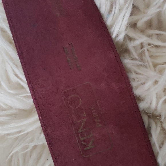 Kenzo vintage leather waist belt red wine colour size large made in france - Picture 5 of 8